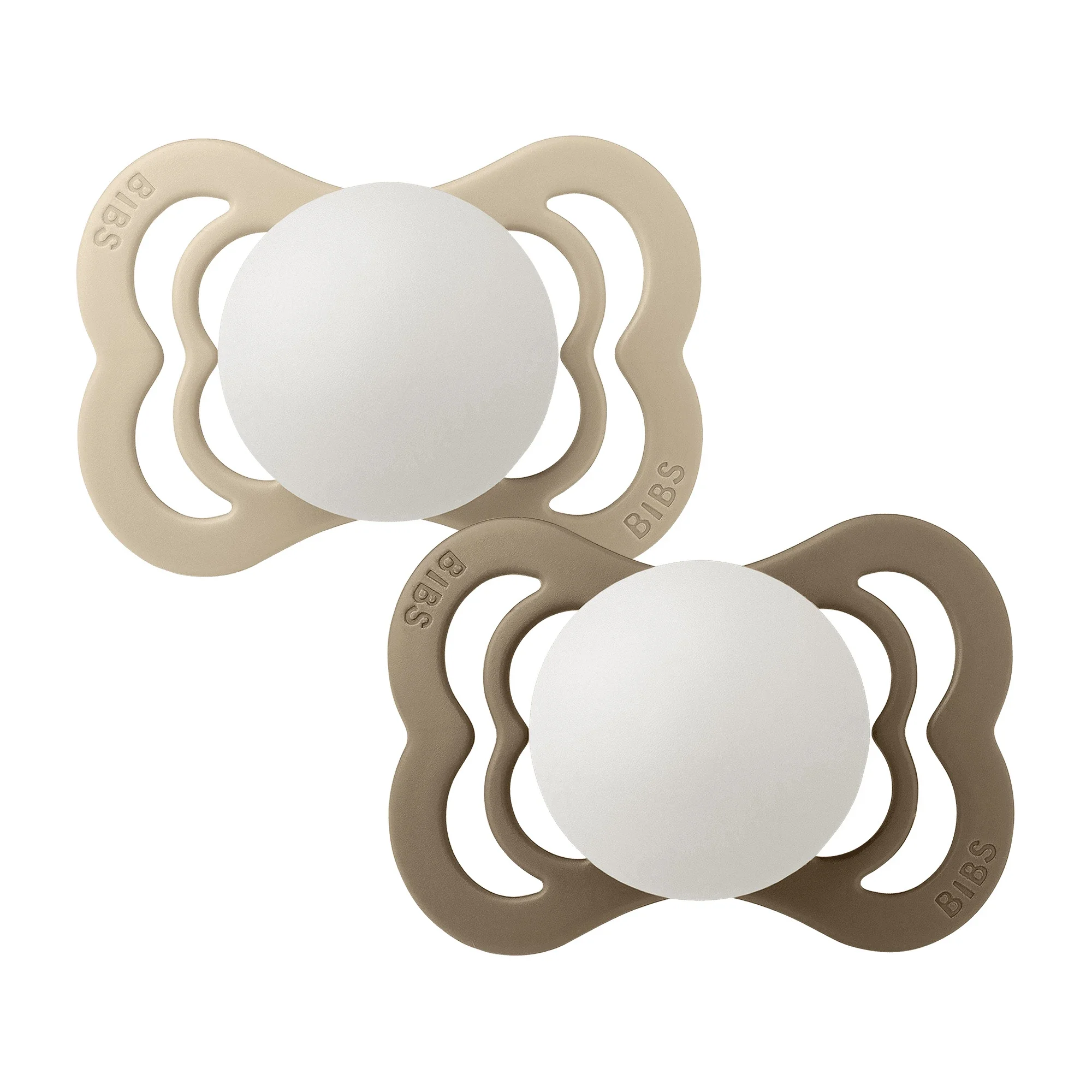 BIBS Pacifier Supreme Silicone Vanilla Glow/Dark Oak Glow 2-pack Size 1 - Napp nyfödd