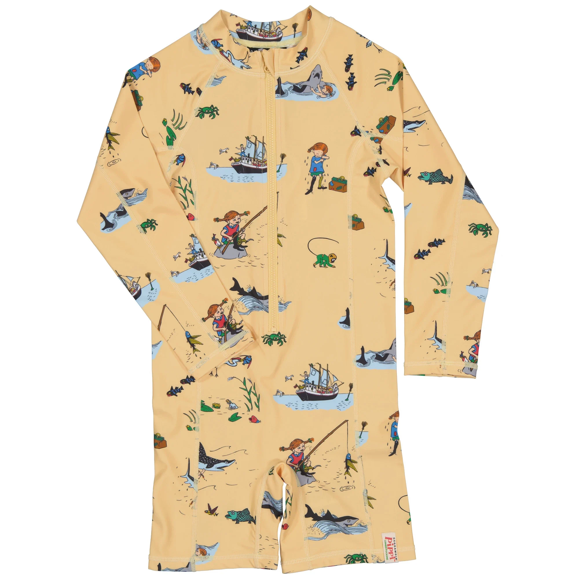 Geggamoja Pippi Långstrump UV-Dräkt Gul 110/116 - UV-dräkt för barn