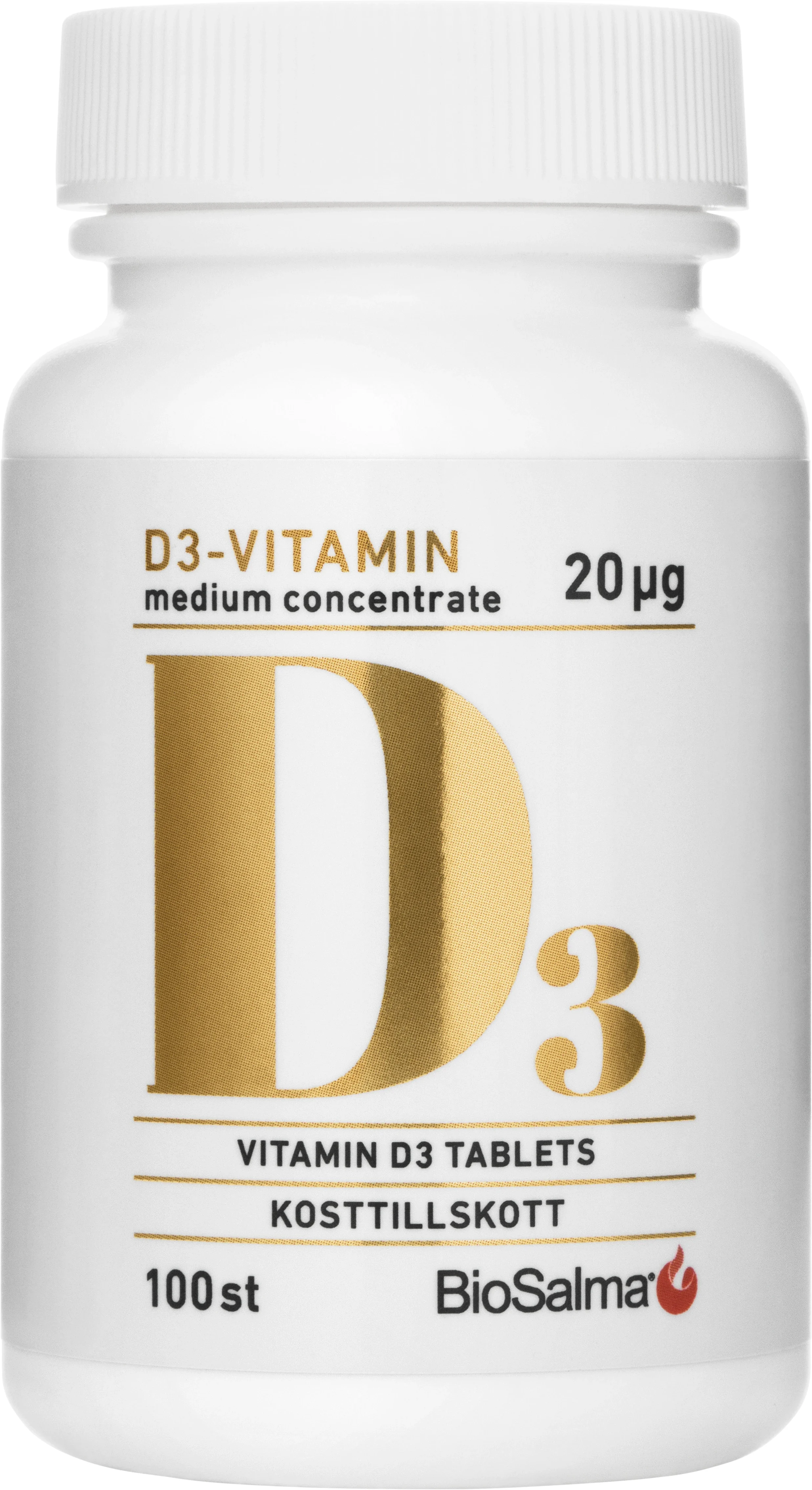 BioSalma D3 Vitamin medium concentrate 20ug 100 tabletter - D-vitamin