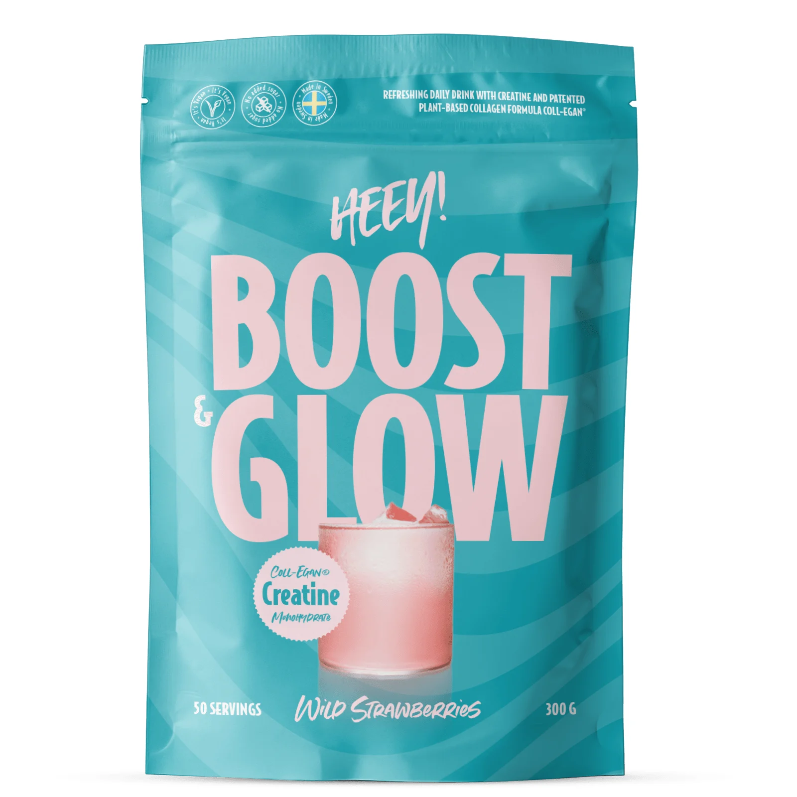 Heey! Boost & Glow Kreatin + Coll-egan Smultron 300 g