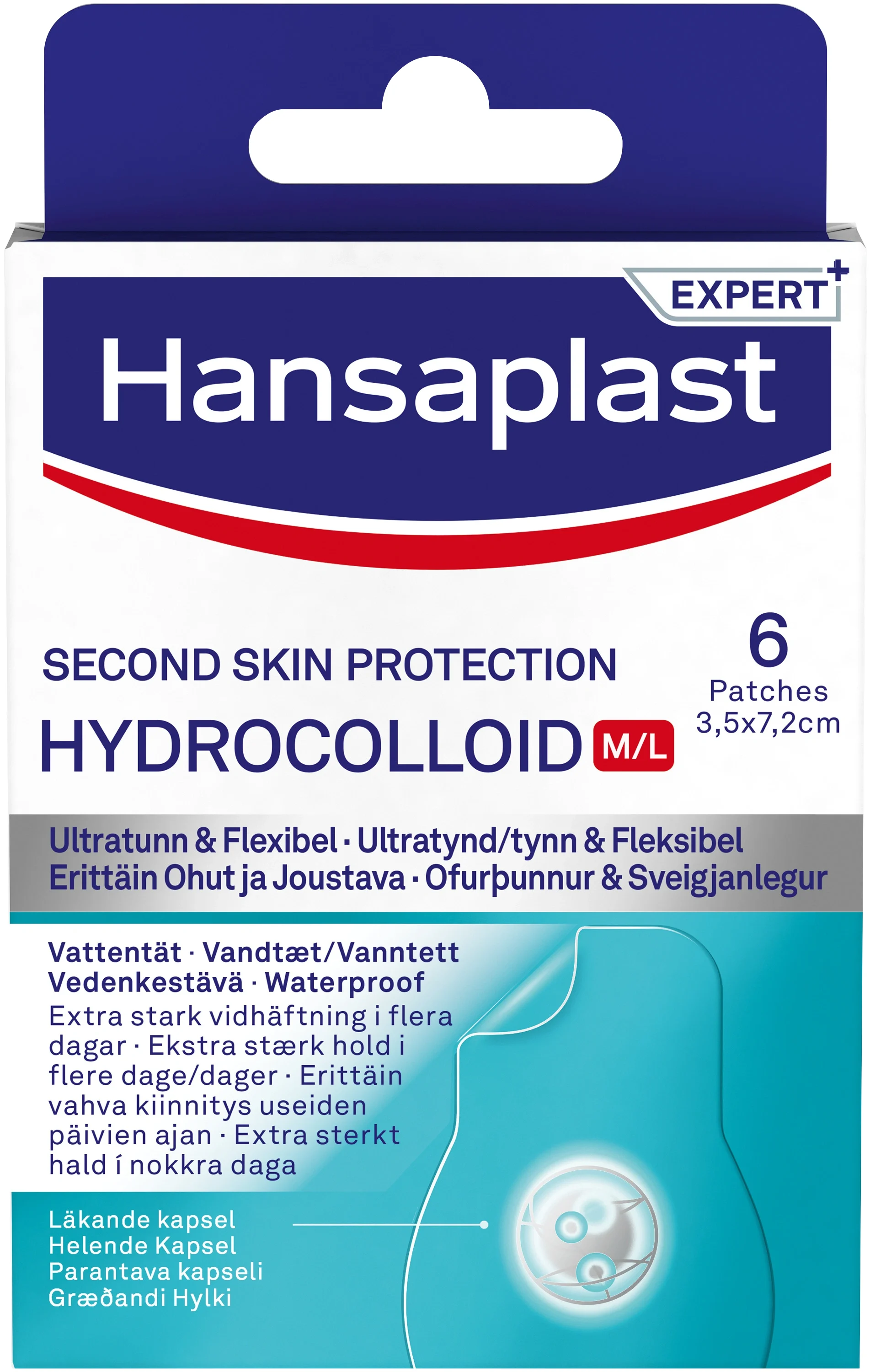 Hansaplast Second Skin Protection Hydrocolloid M/L Regular 6 st - Plåster