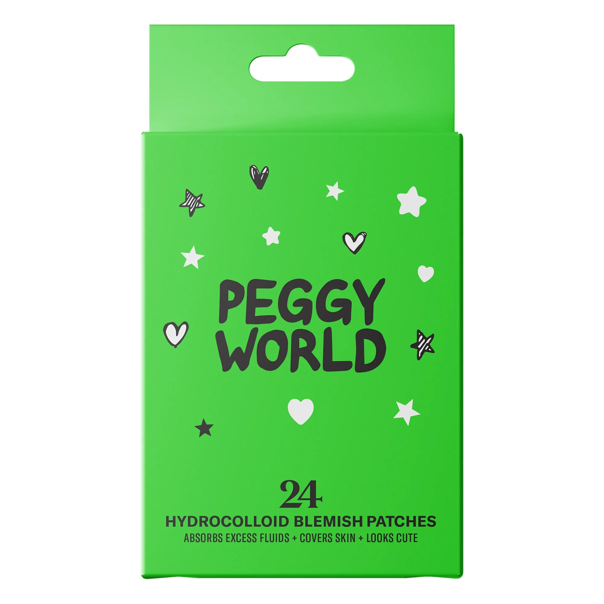 Peggy World Blemish Patches Hearts and Stars Lime Green 24 st