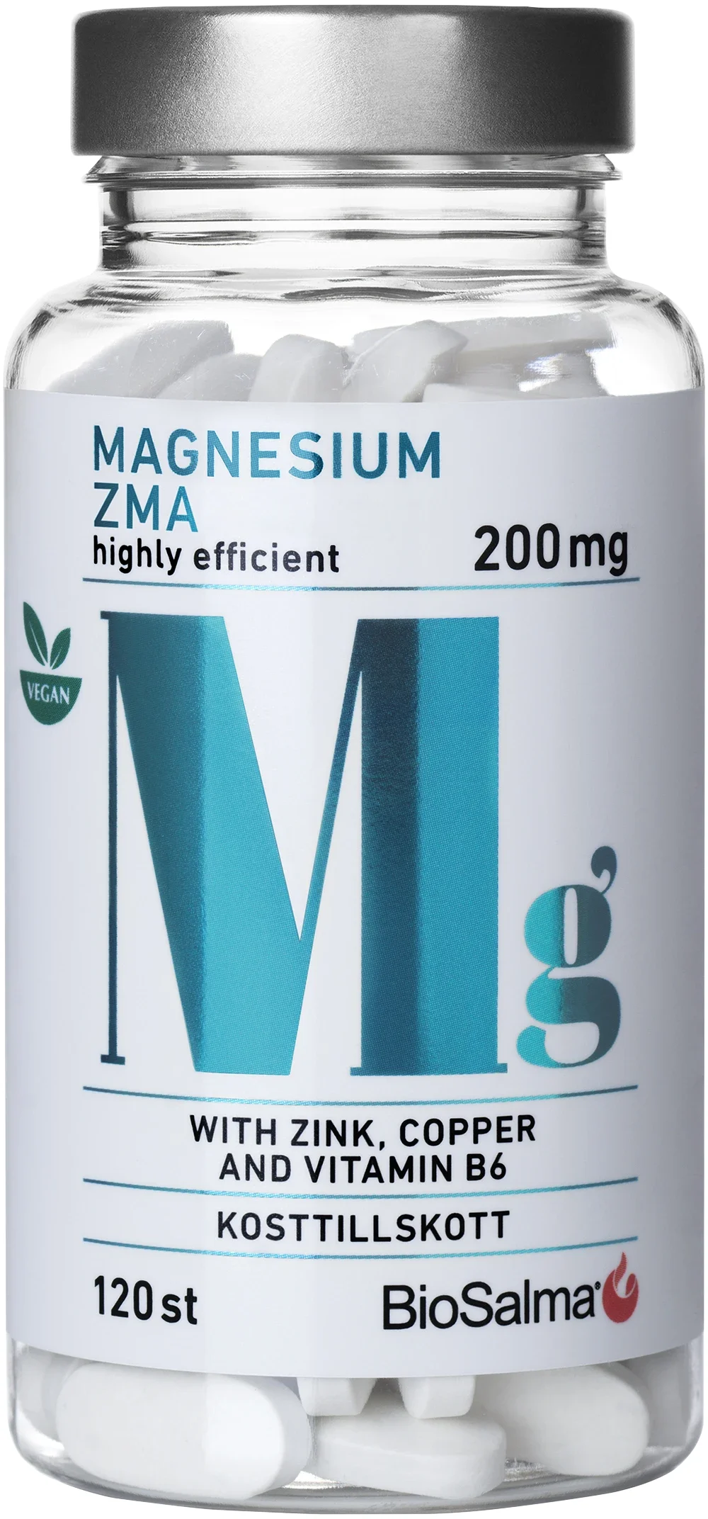 BioSalma Magnesium ZMA 200 mg 120 tabletter - Magnesium