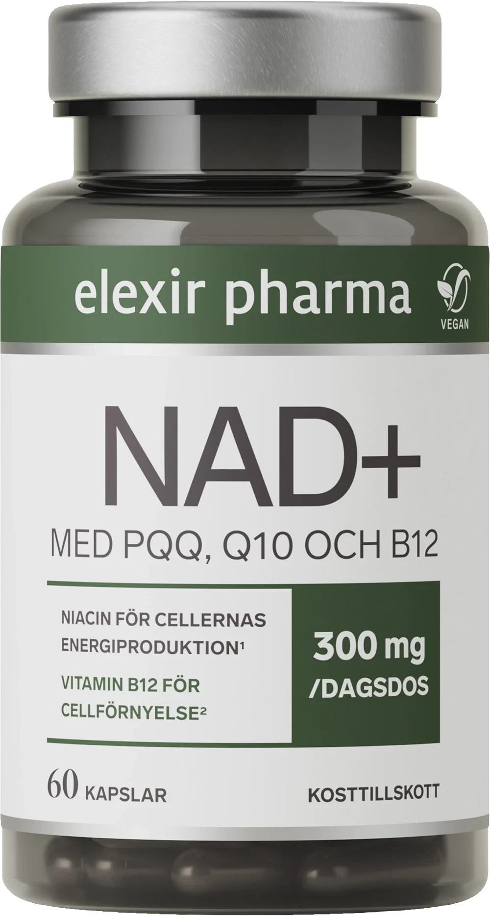 Elexir Pharma NAD+ 60 kapslar - Kosttillskott energi