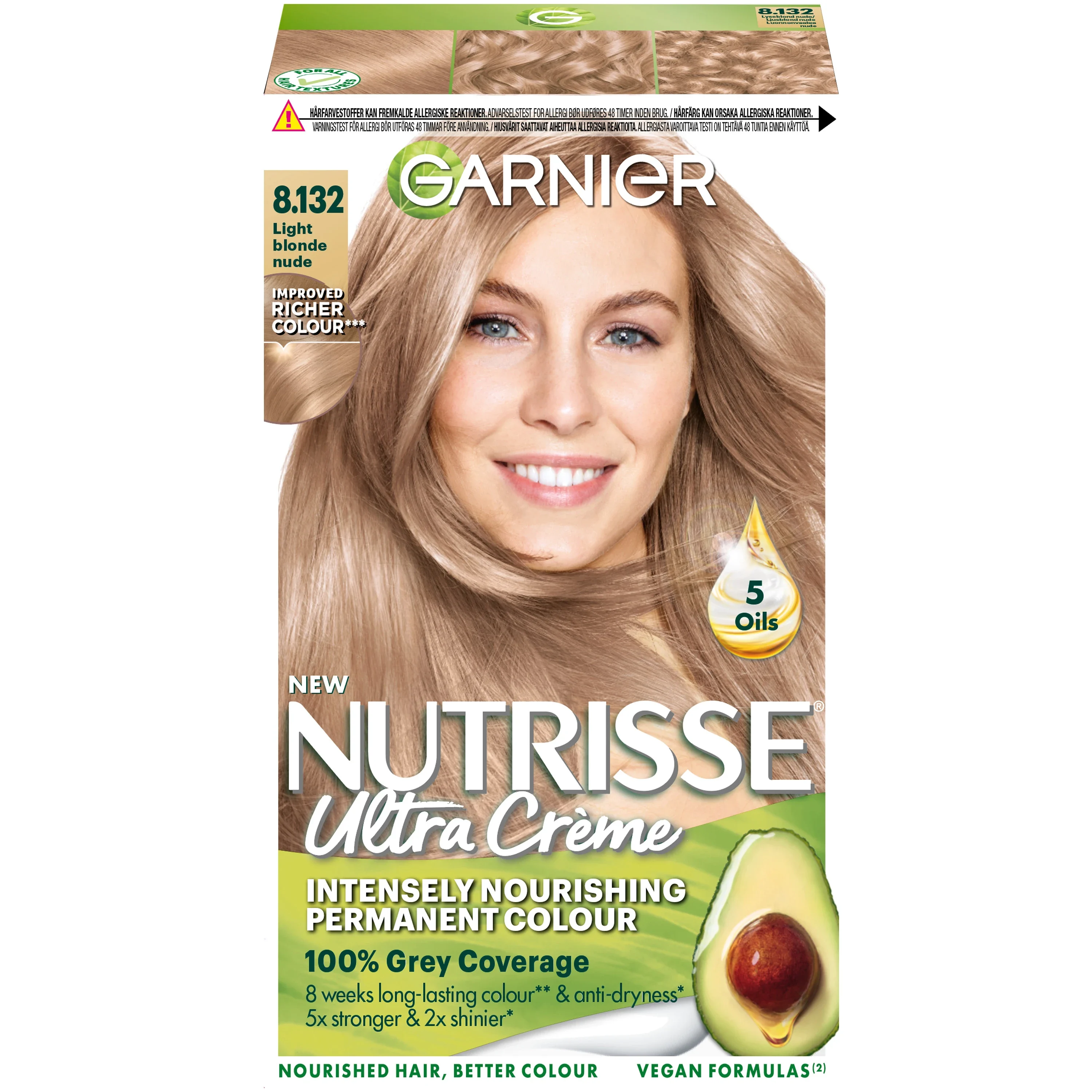 Garnier Nutrisse Ultra Color Permanent Hårfärg 1 pack 8.132 Light Blonde Nude