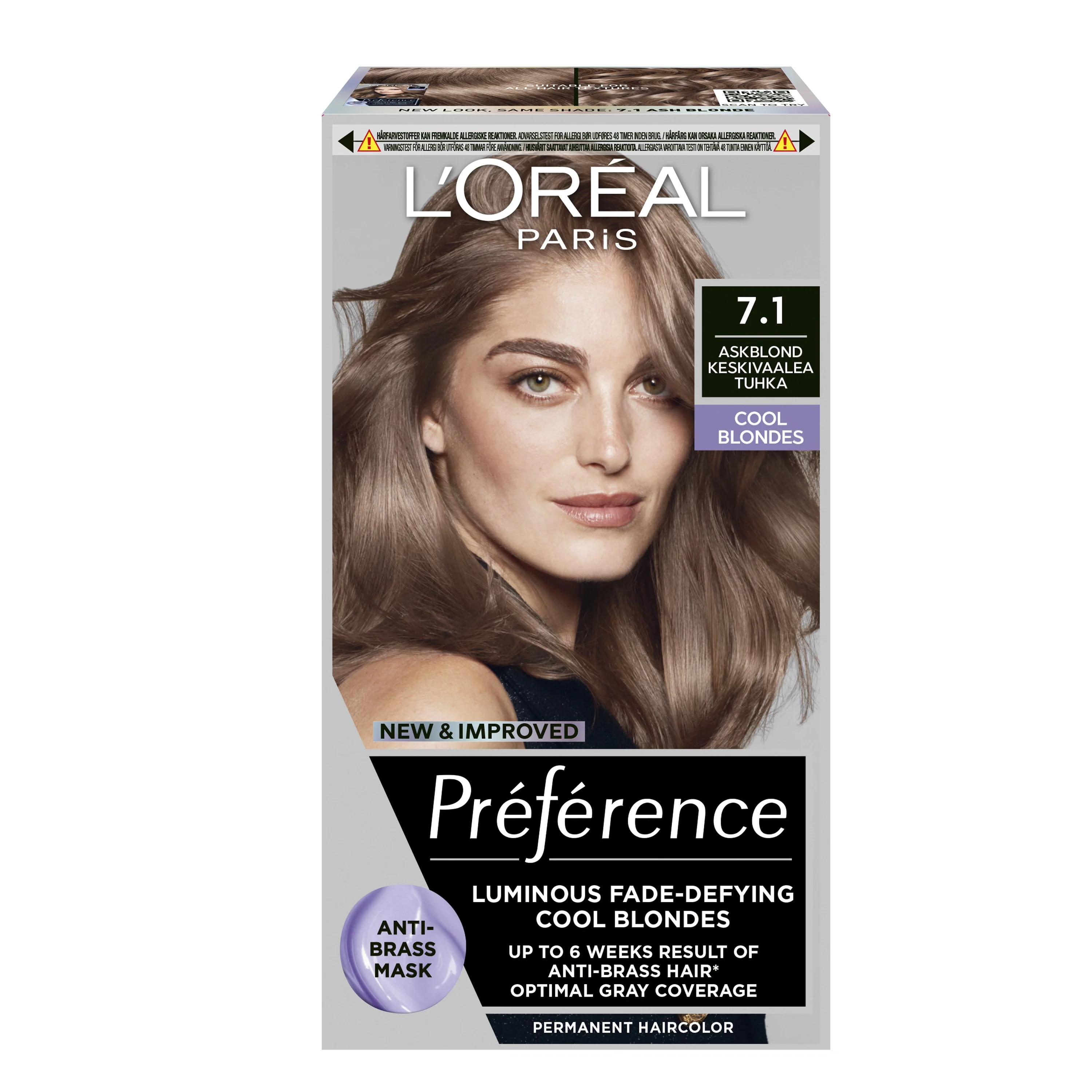 L'oréal Paris Préférence Cool Blondes Permanent Color För Normalt Hår 1 Pack 7.1 Iceland,  Hårfärg, Apotek Hjärtat