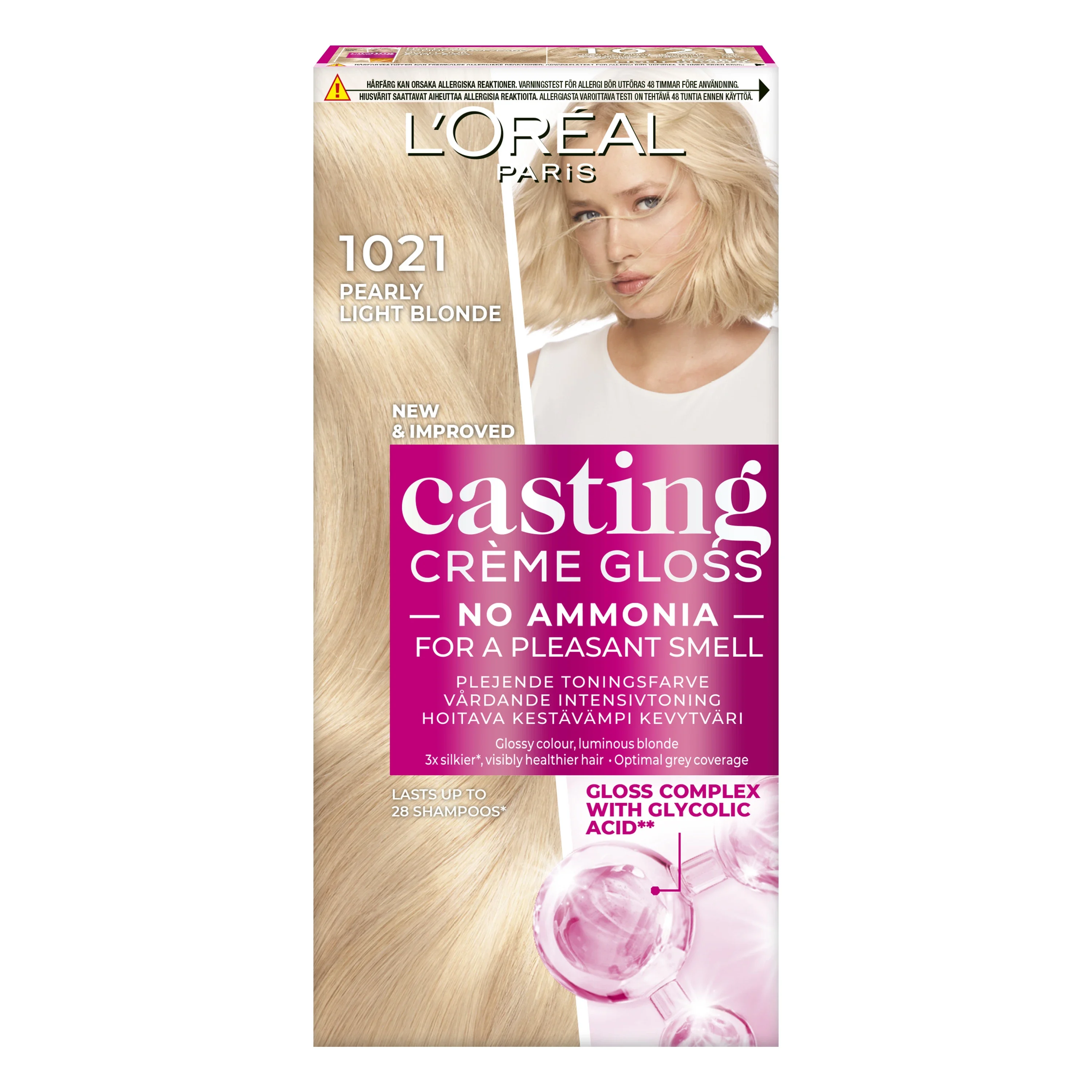 L'Oréal Paris Casting Crème Gloss Semi-Permanent Hårfärg 1 pack 1021 Pearly Light Blonde