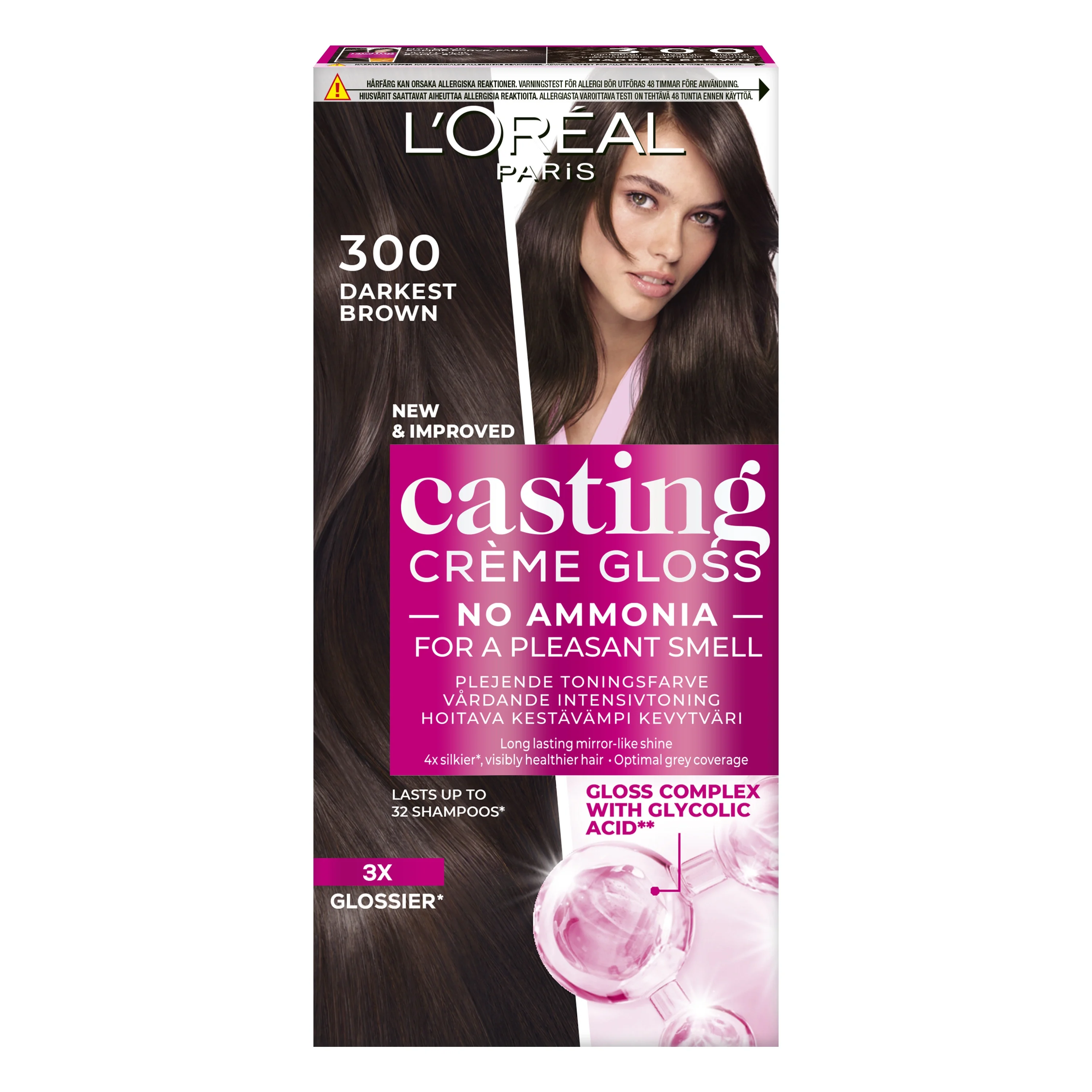 L'Oréal Paris Casting Crème Gloss Semi-Permanent Hårfärg 1 pack 300 Darkest Brown