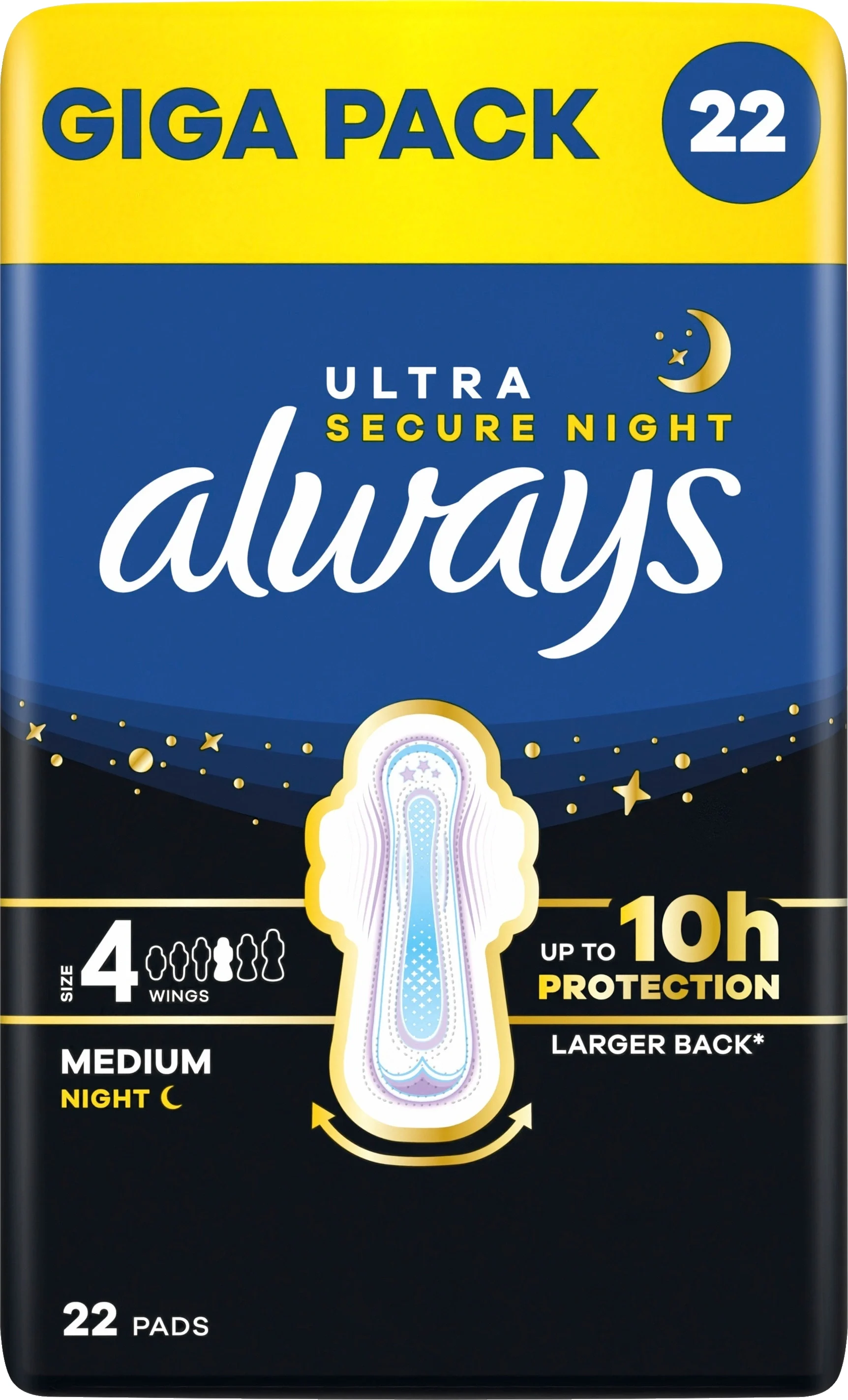 Always Ultra Secure Night Pads S4 GigaPack 22 st - Nattbindor