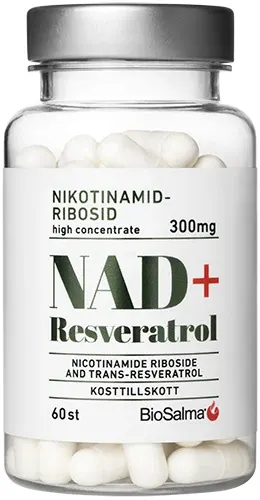 BioSalma NAD+ 300mg +Reservatrol 60 st - Kosttillskott energi