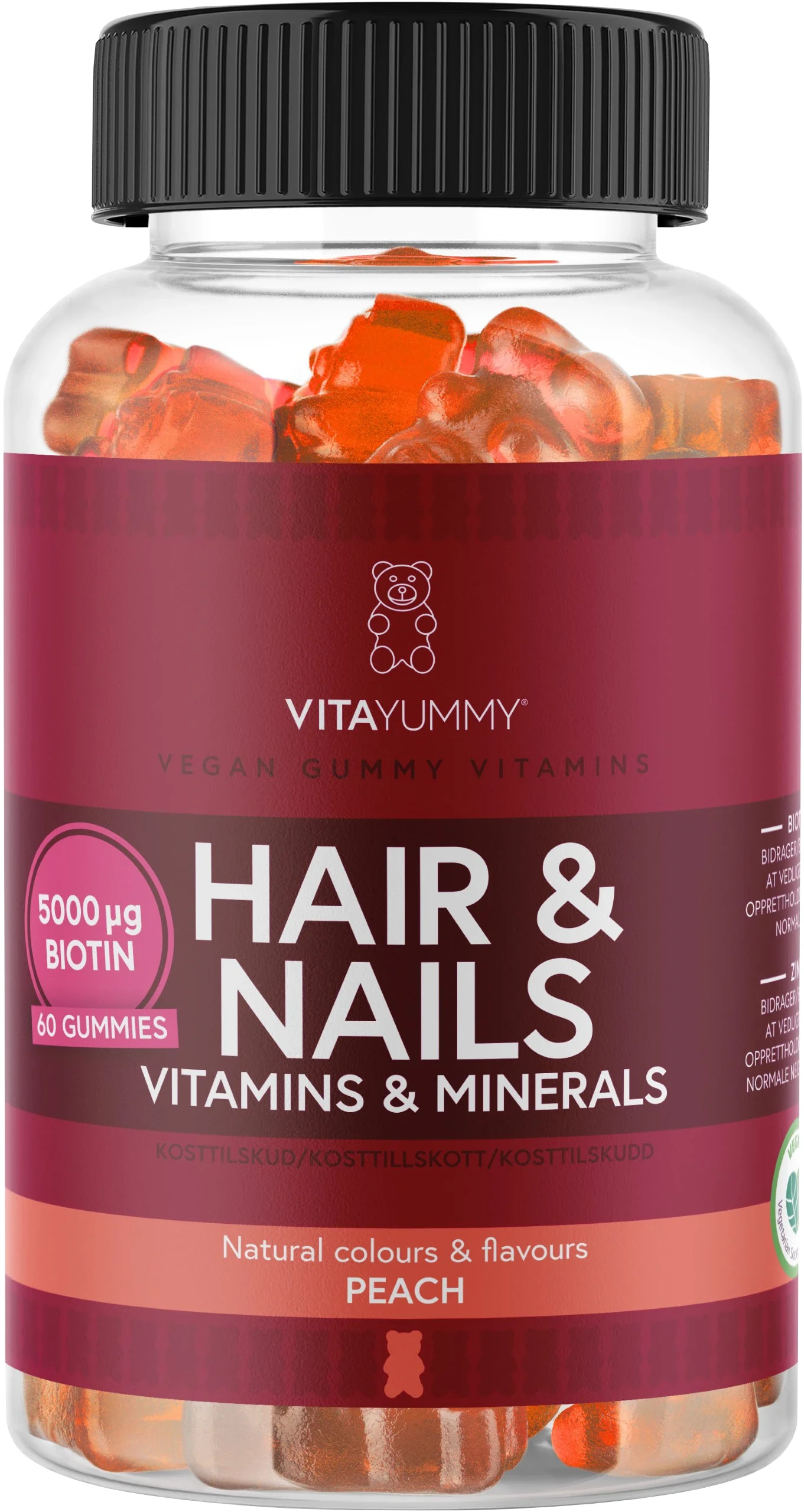 VitaYummy Hair & Nails Vitamins Peach 60 gummies