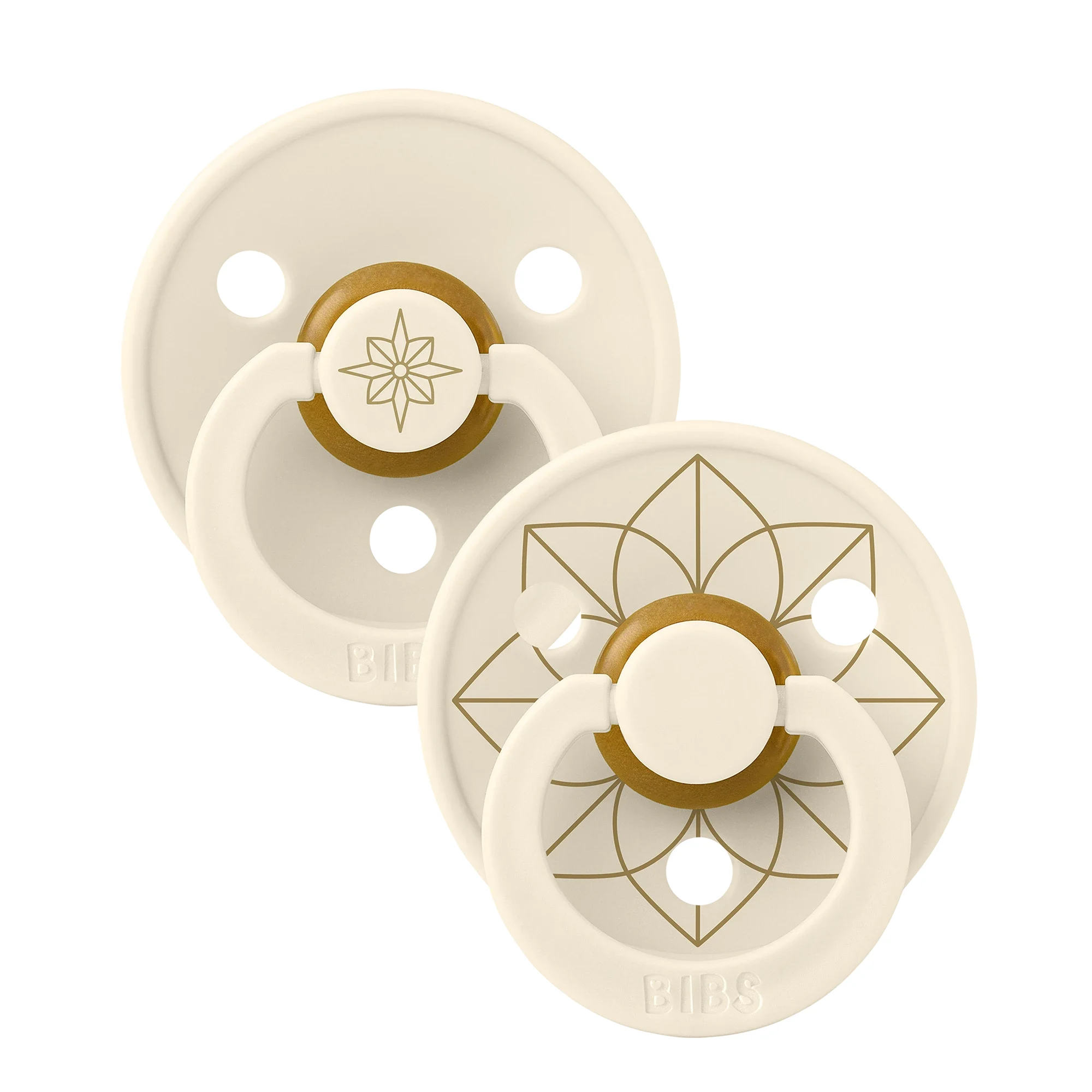BIBS Pacifier Studio Colour Noor Latex Size 1 Ivory Gold 2-pack