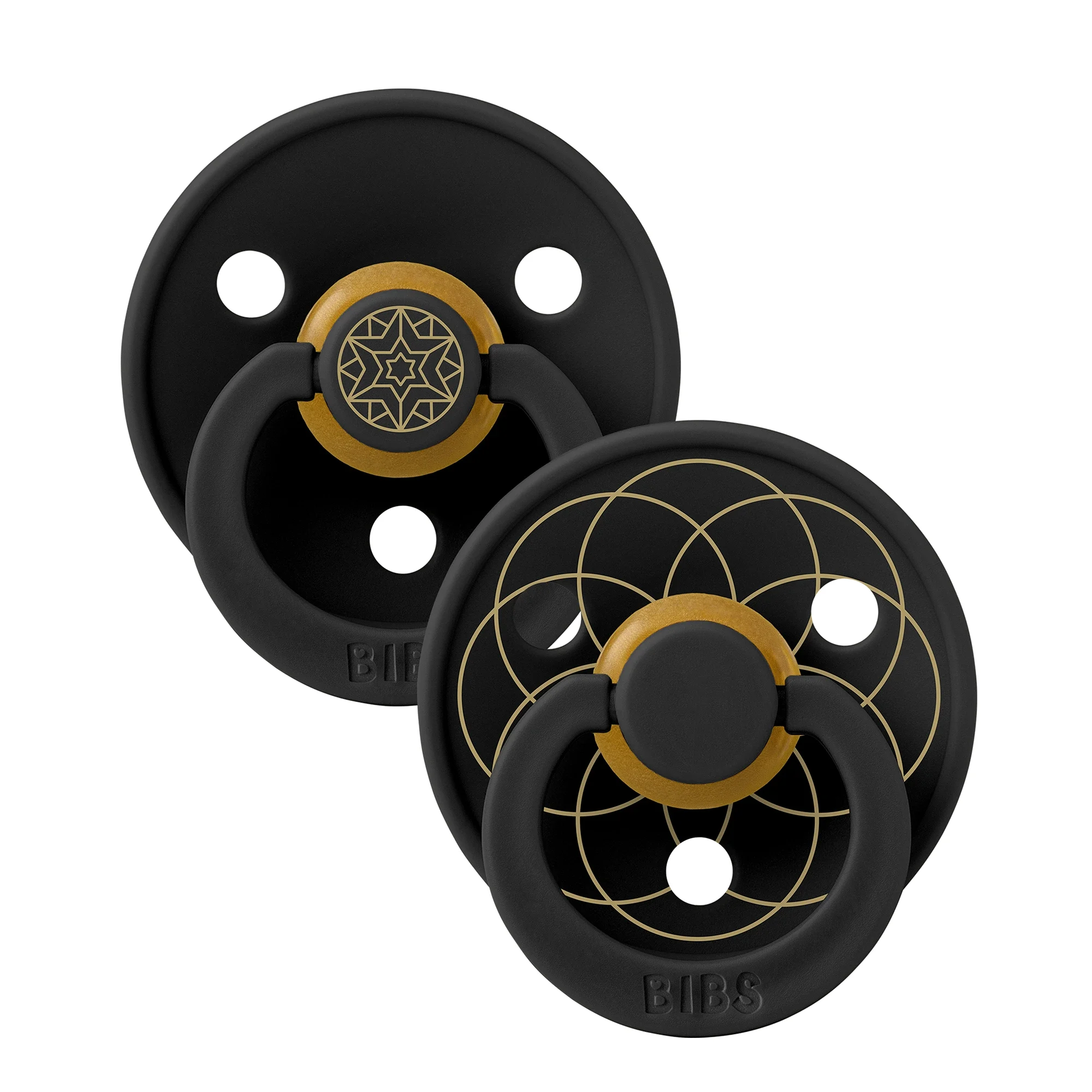 BIBS Pacifier Studio Colour Layl Latex Size 1 Black Gold 2-pack