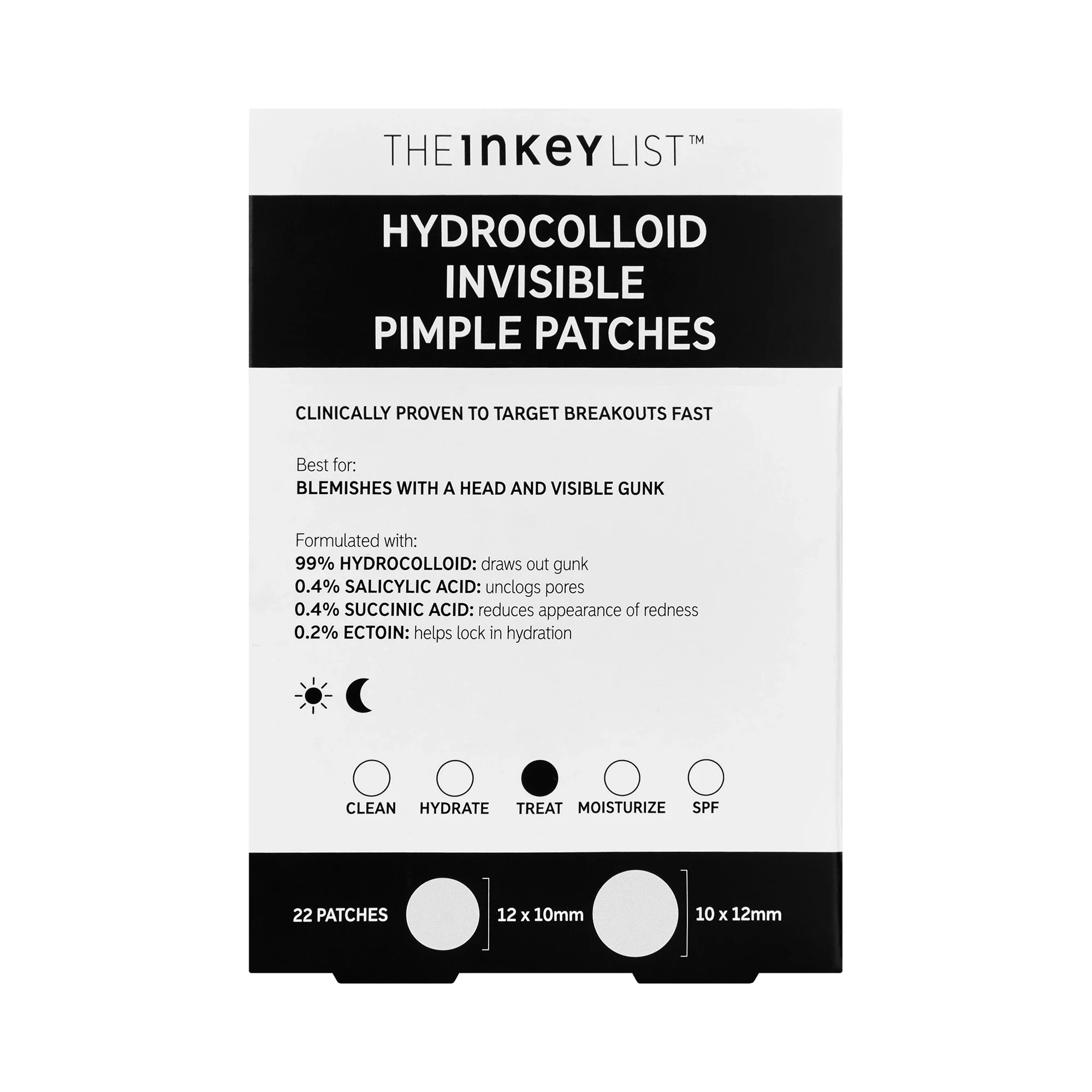 The Inkey List Hydrocolloid Invisible Pimple Patches 22 st - Punktbehandling