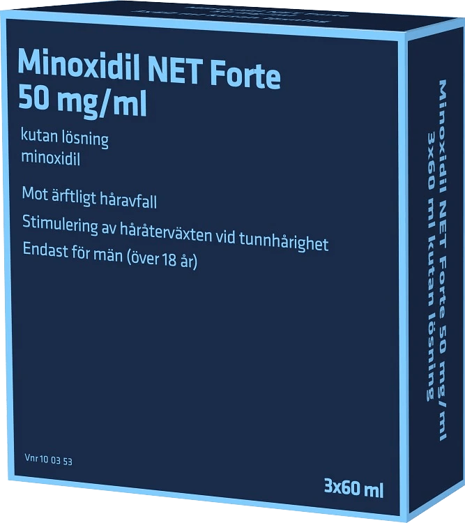 Minoxidil NET Forte Kutan lösning 50mg/ml Flaska, 3x60ml Minoxidil