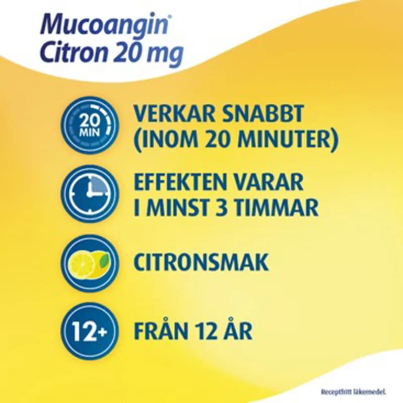 Mucoangin Citron sugtablett 20 mg 18 st Mucoangin