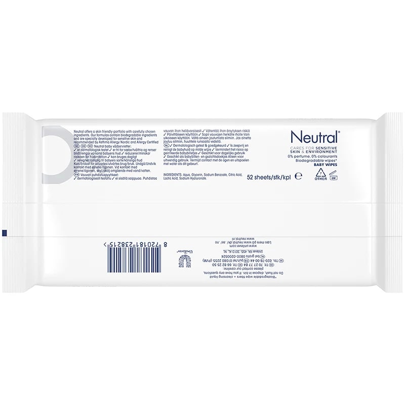 Neutral Baby Våtservetter 52 st Neutral