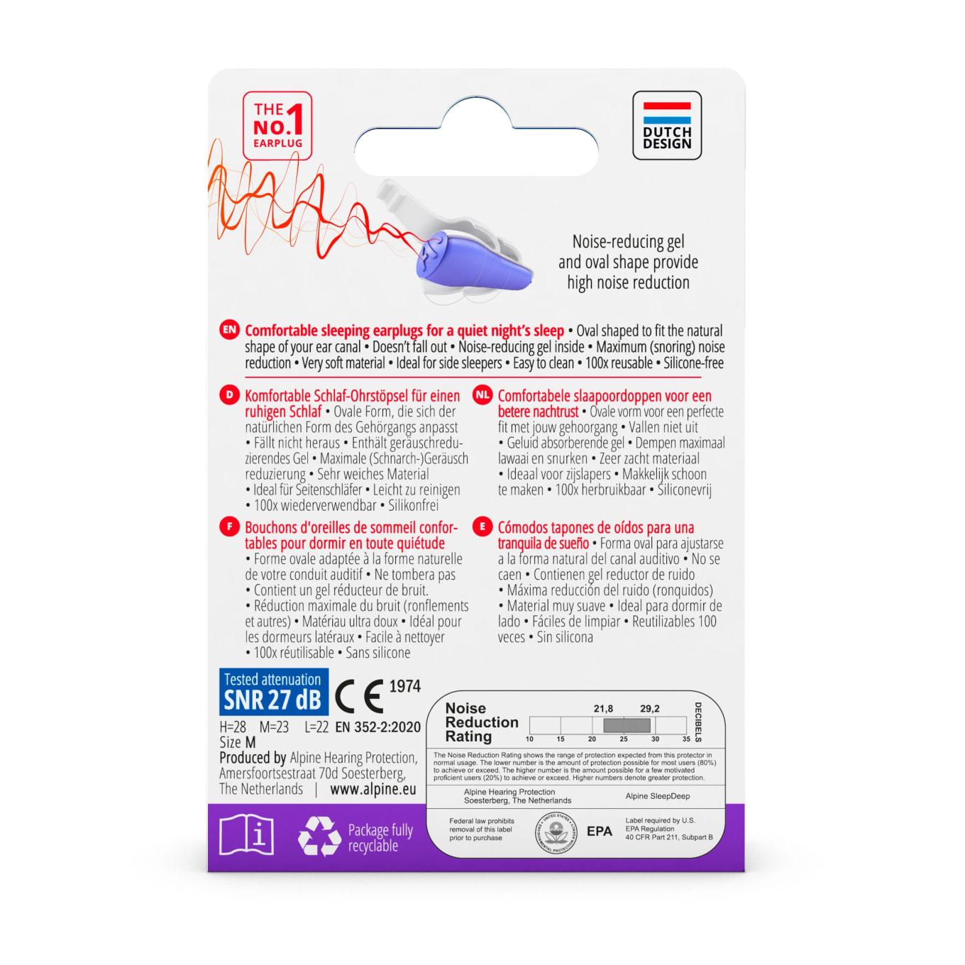 Alpine SleepDeep Earplugs M/L 1 par Alpine