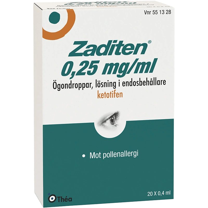 Zaditen ögondroppar i endosbehållare 0,25 mg/ml 20x0,4 ml Zaditen