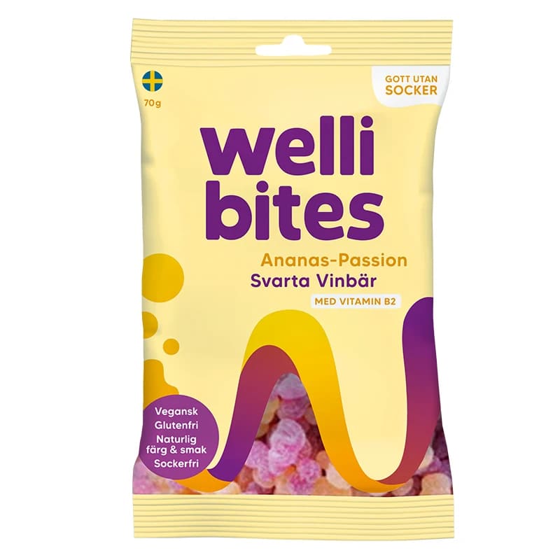Wellibites Ananas Passion & Svarta Vinbär 70 g Wellibites