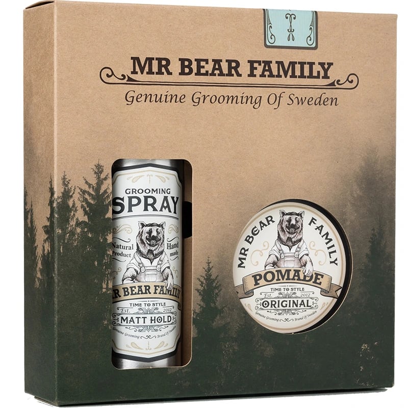 Mr Bear Family Kit - Spray & Pomade Sweetwood 200 + 100 ml Mr Bear Family