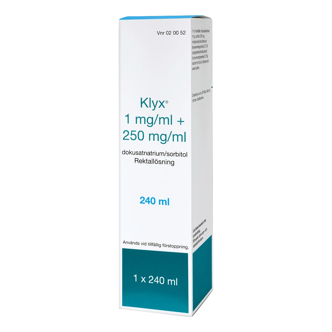 Klyx rektallösning 1 mg/ml + 250 mg/ml 240 ml Klyx