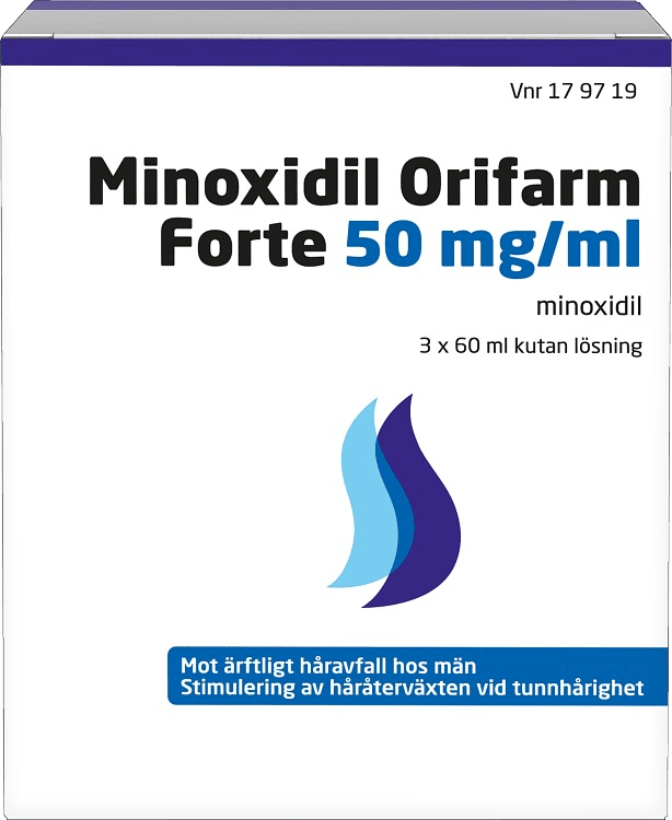 Minoxidil Orifarm Forte kutan lösning 50 mg/ml 3x60 ml Orifarm