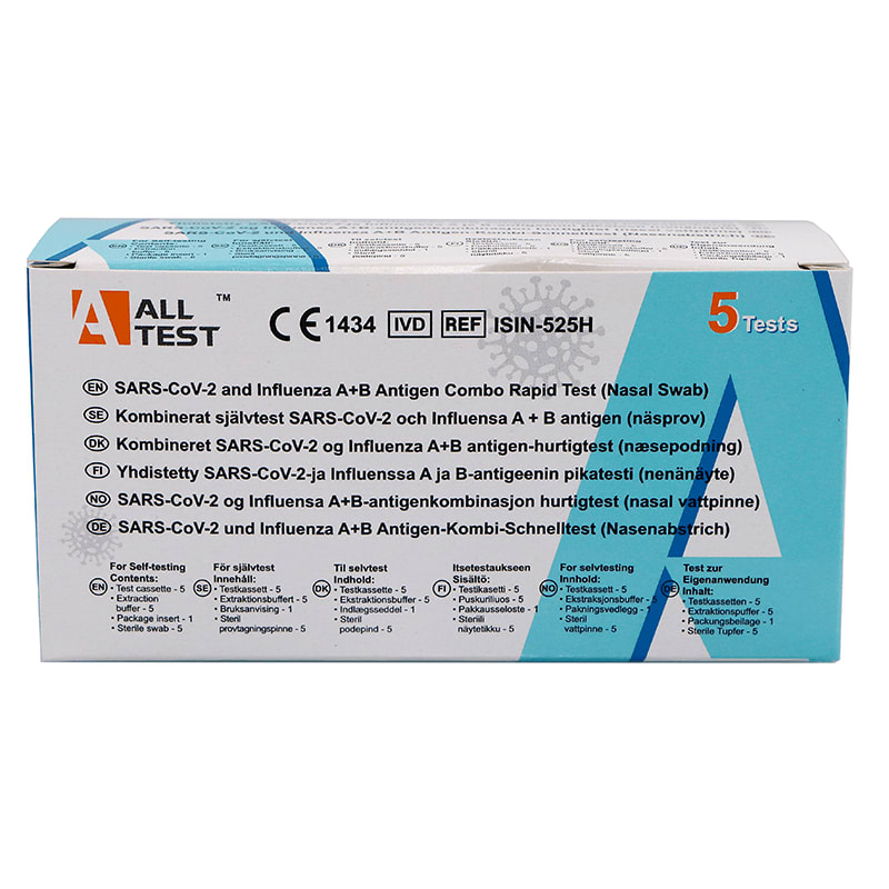 AllTest Kombinerat Självtest SARS-CoV-2 & Influensa A+B Antigen Näsprov 5-pack Alltest