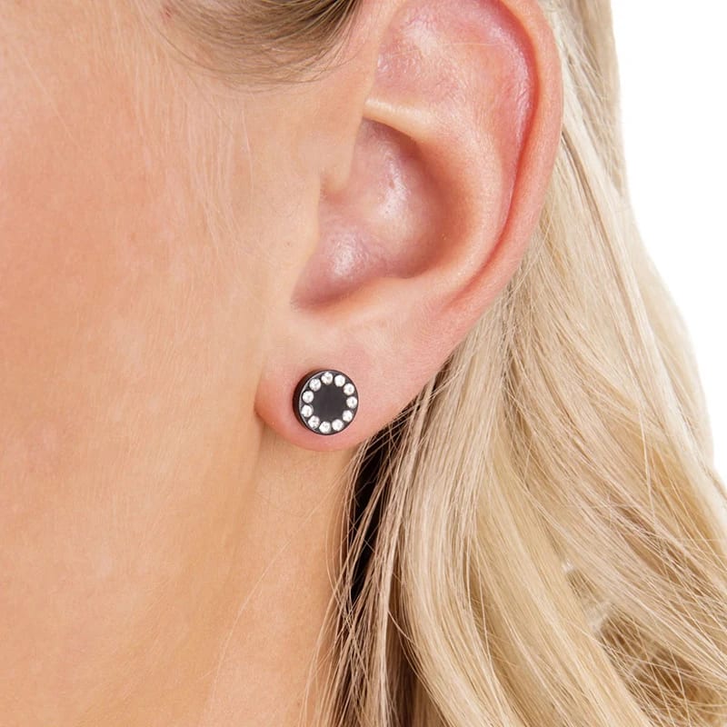 Blomdahl Örhängen Brilliance Puck Crystal/Black 8 mm Blomdahl