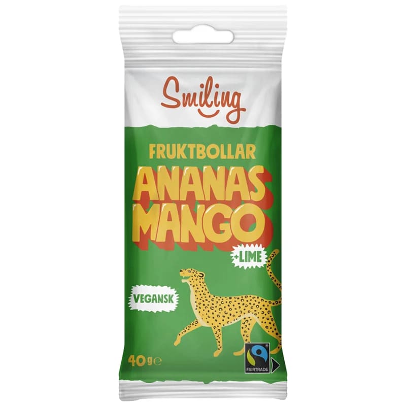 Smiling Fruktbollar Mango Ananas Lime 40 g Smiling