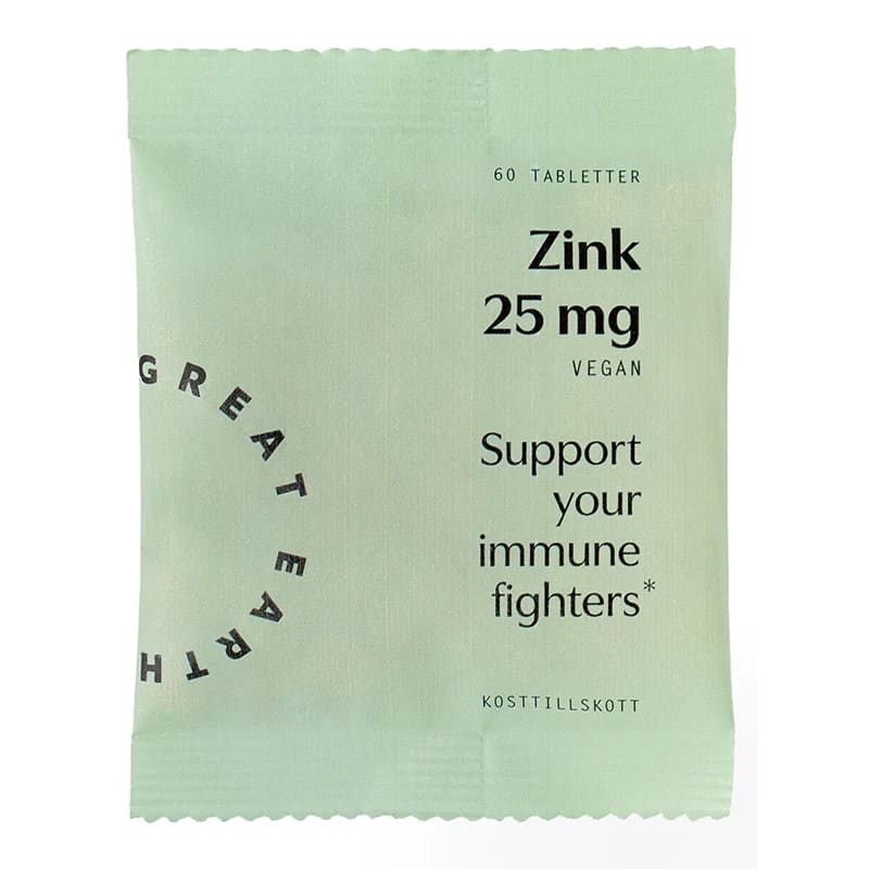 Great Earth Zink 25 mg Refill 60 Tabletter Great Earth
