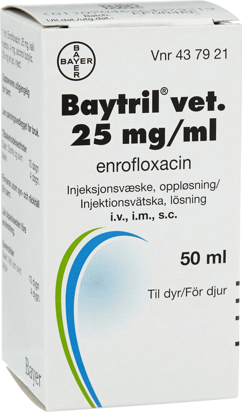 Baytril® vet. Injektionsvätska, lösning 25mg/ml Injektionsflaska, 50ml 