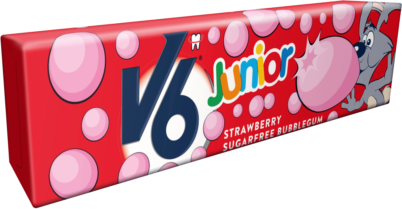 V6 Junior Strawberry tuggummi V6