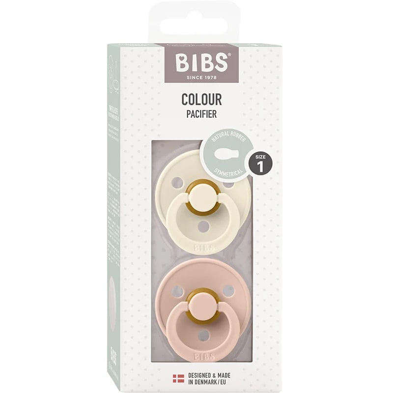 BIBS Colour Latex Symmetrical Ivory/Blush 2-pack Size 1 Bibs