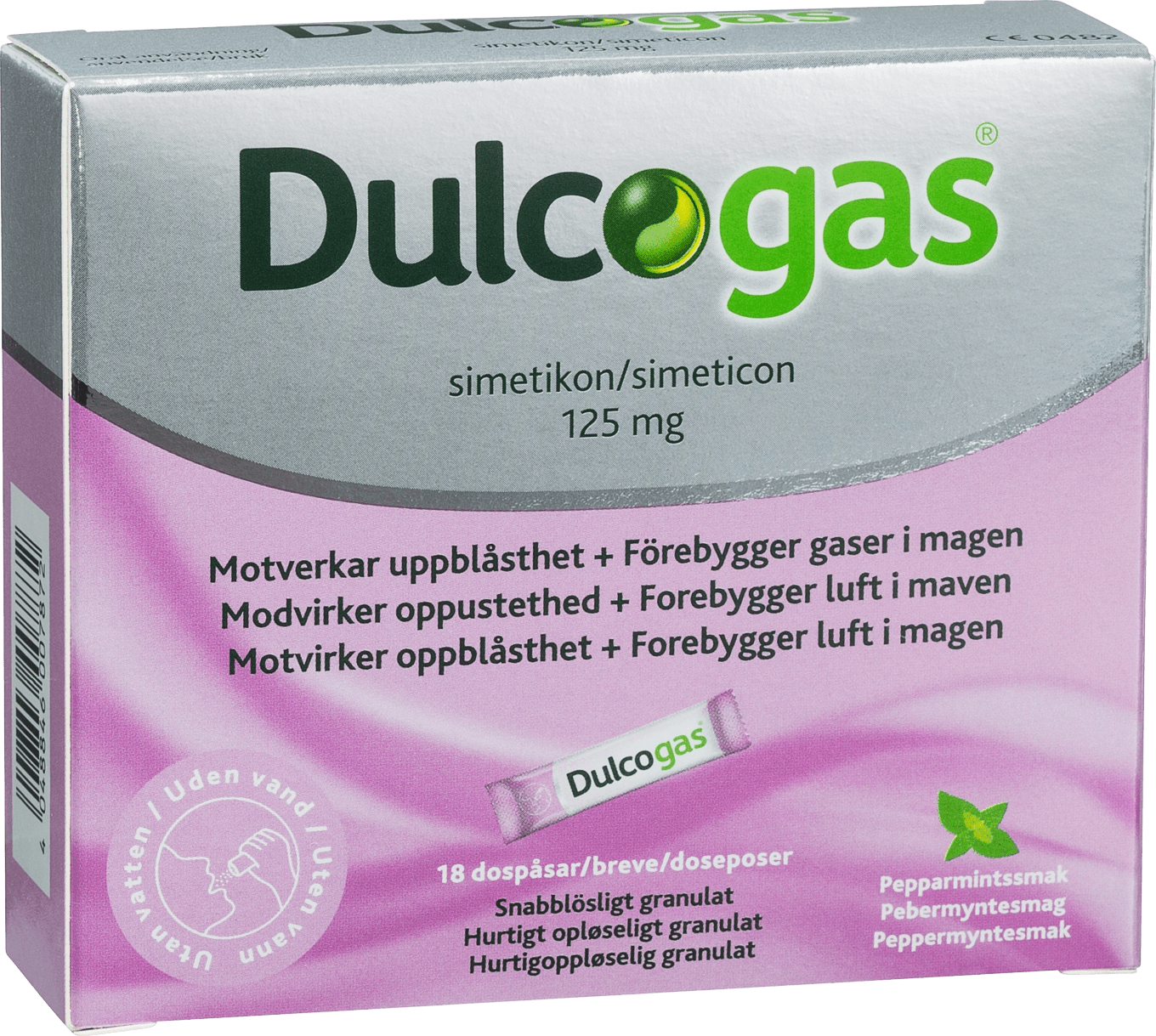Dulcogas pepparmint dospåse 125 mg 18 st Dulcogas