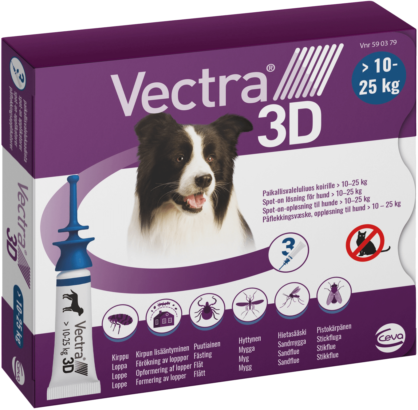 Vectra 3D för hund 10-25 kg Spot-on lösning Pipett, 3st (3x3,6ml) Vectra 3D