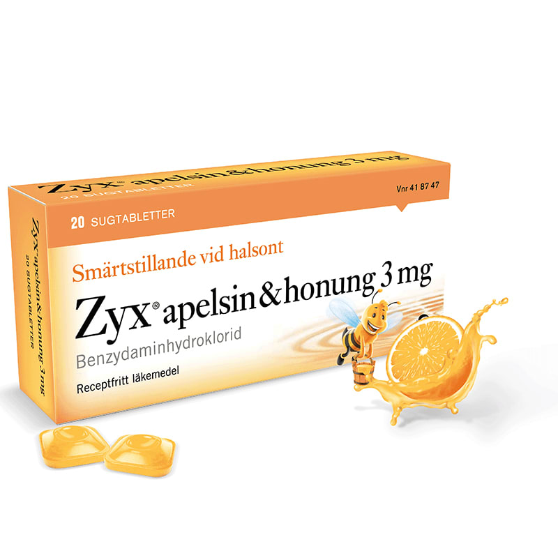Zyx apelsin & honung sugtablett 3 mg 20 st Zyx