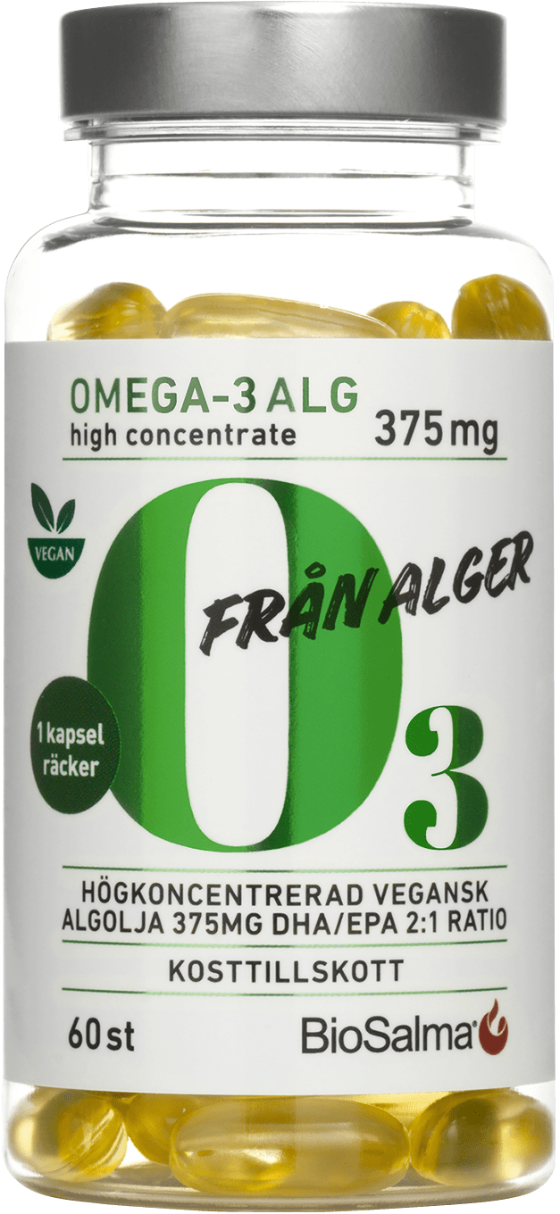 BioSalma Omega-3 av Alg 375 mg DHA/EPA 60 kapslar BioSalma