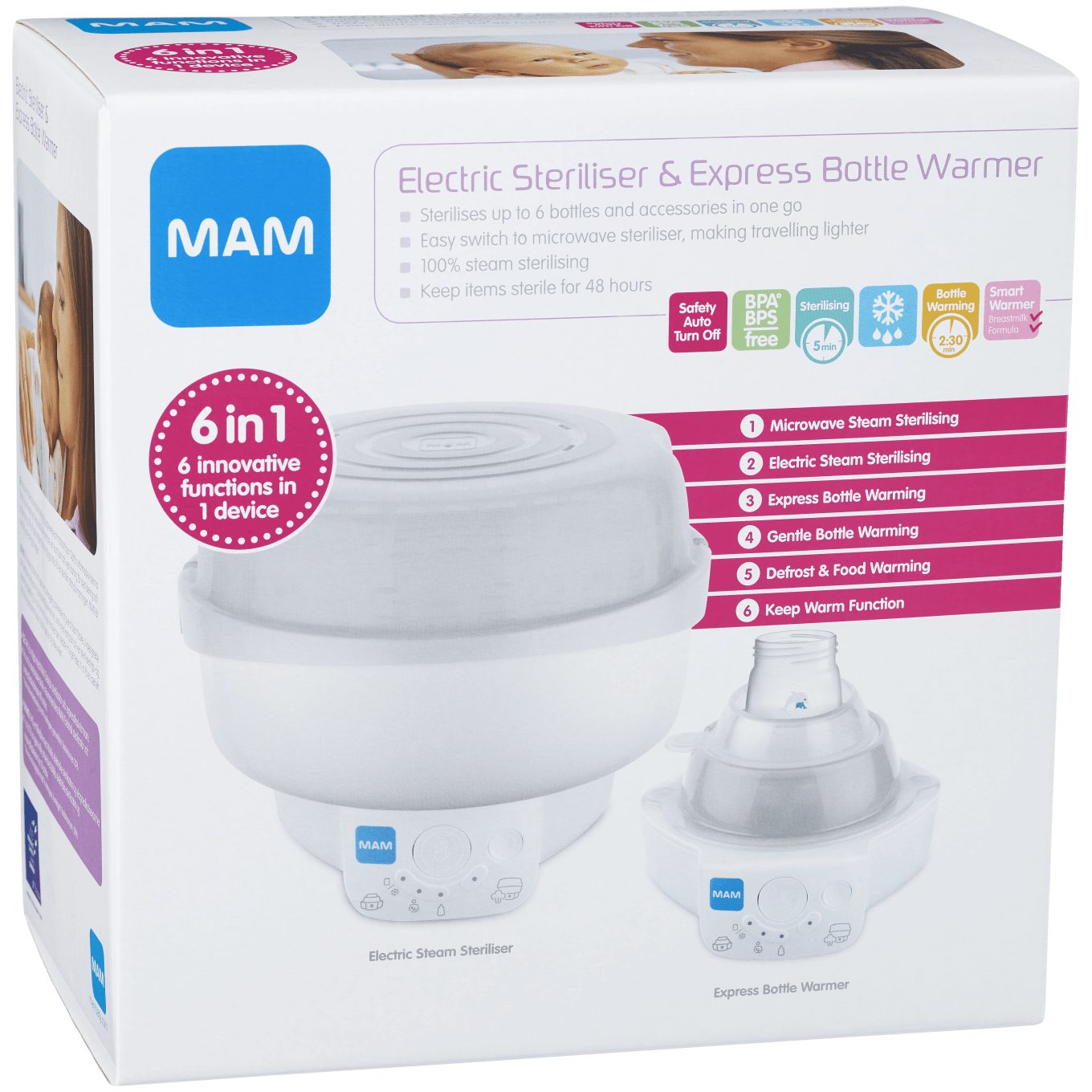 MAM 6in1 Electric Steriliser & Express Bottle Warmer 1-pack Mam