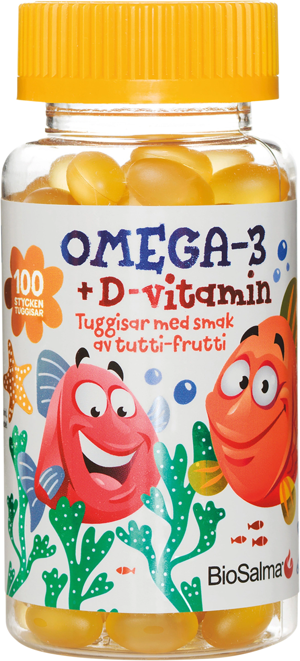 BioSalma Omega-3 + D-vitamin tuggisar barn 100 st BioSalma