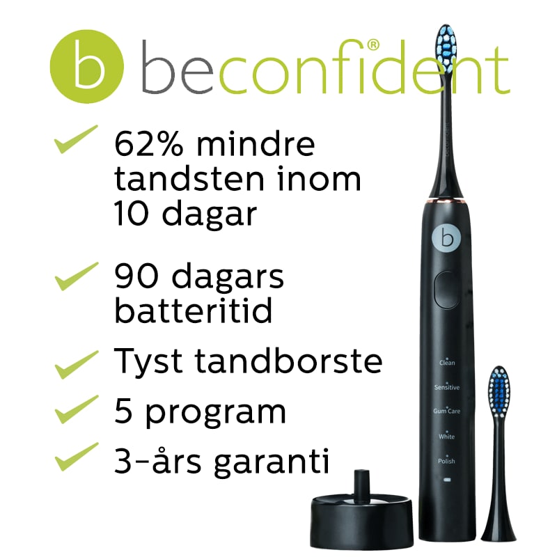 Beconfident Sonic Whitening Tandborste Svart/Roseguld 1 st Beconfident