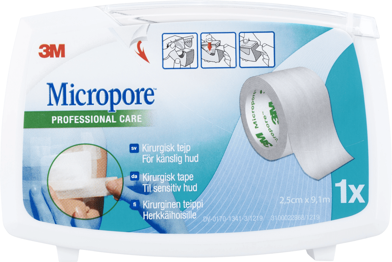 Micropore Kirurgtejp Vit 2,5cm x 9,14cm 1st Micropore