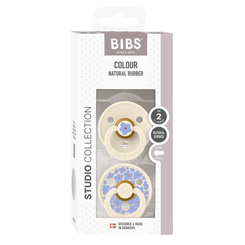 BIBS Pacifier Studio Colour Jasmine Latex Size 2 Ivory Mix 2-pack Bibs