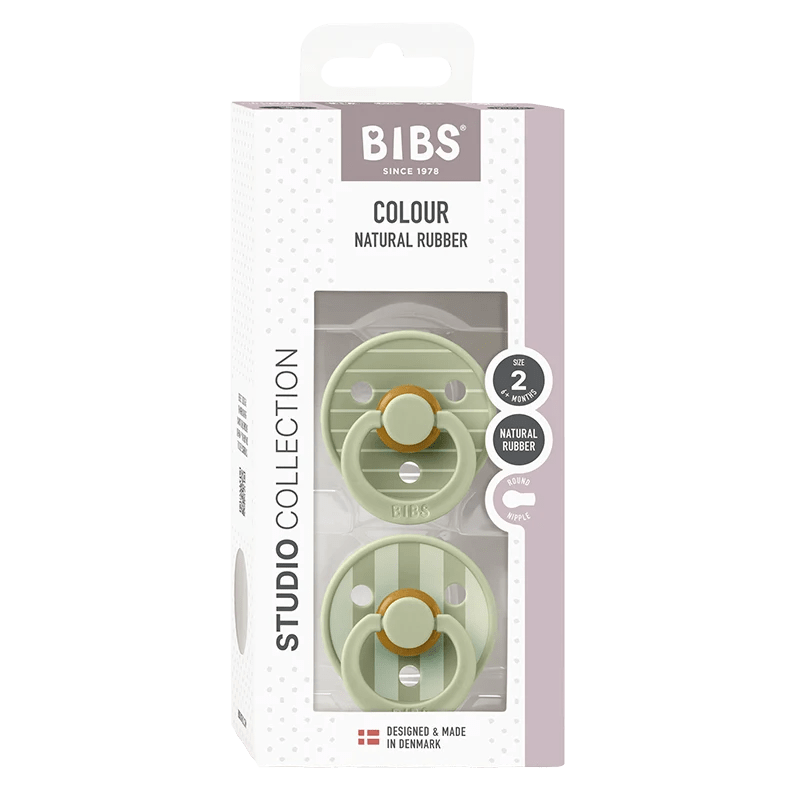 BIBS Pacifier Studio Colour Pin Latex Size 2 Sage Mix 2-pack Bibs