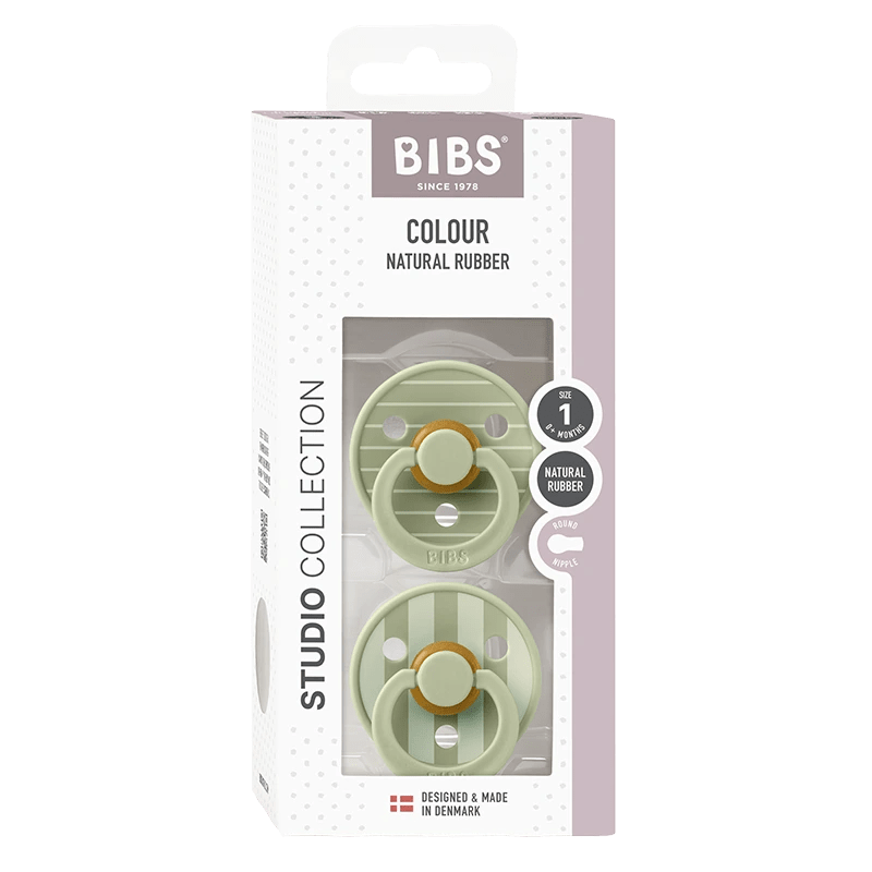 BIBS Pacifier Studio Colour Pin Latex Size 1 Sage Mix 2-pack Bibs