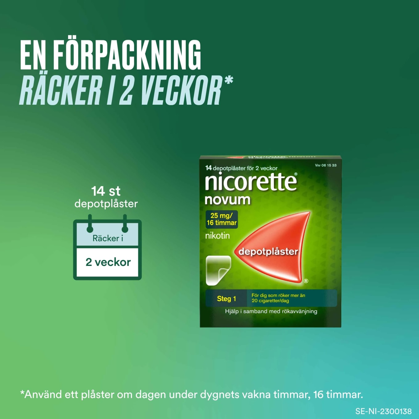 Nicorette Novum nikotinplåster 10 mg/16 timmar 14 st Nicorette