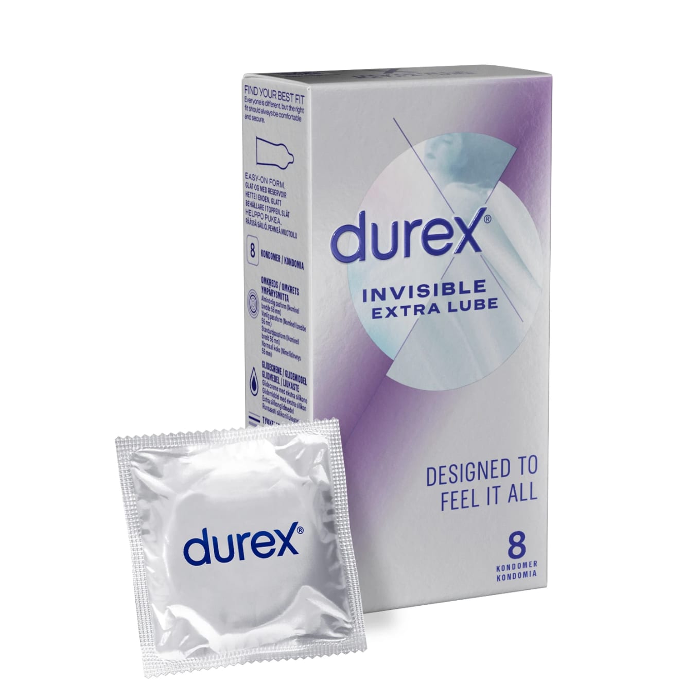 Durex Invisible Extra Lube Kondomer 8 st Durex