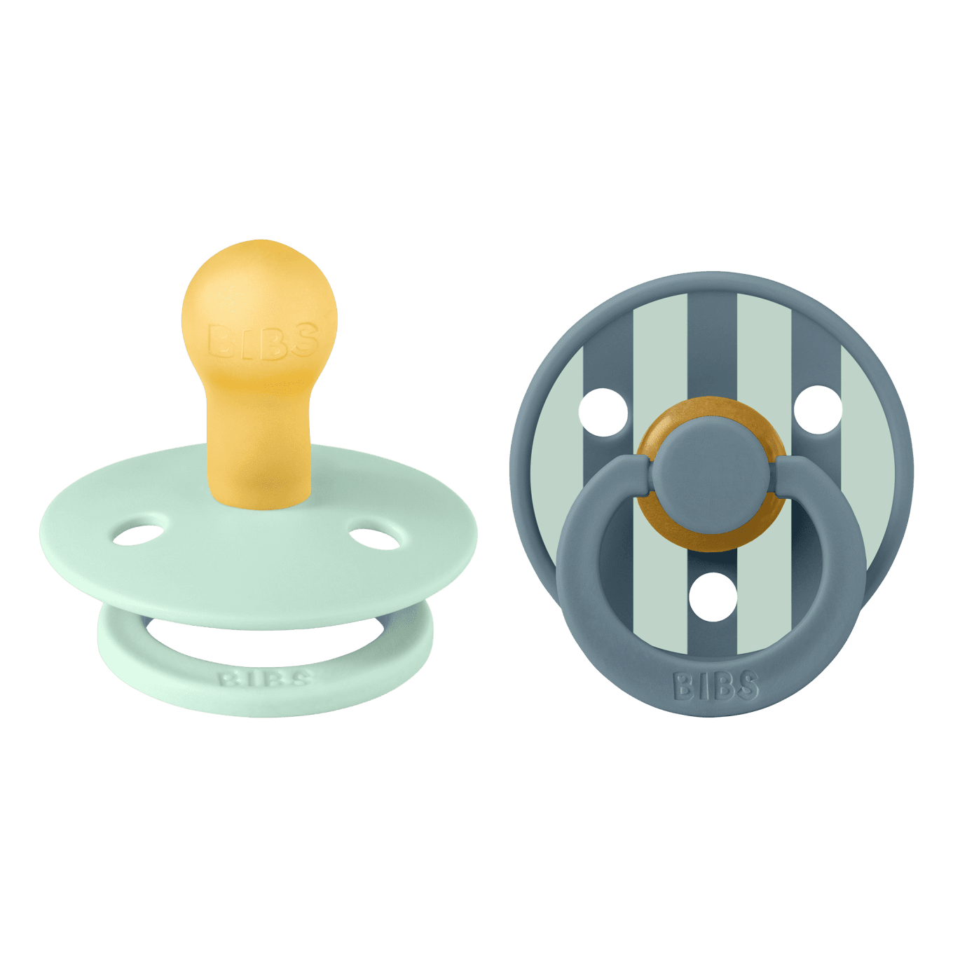 BIBS Pacifier Studio Colour Block Latex Size 1 Nordic Mint Petrol Mix 2-pack Bibs