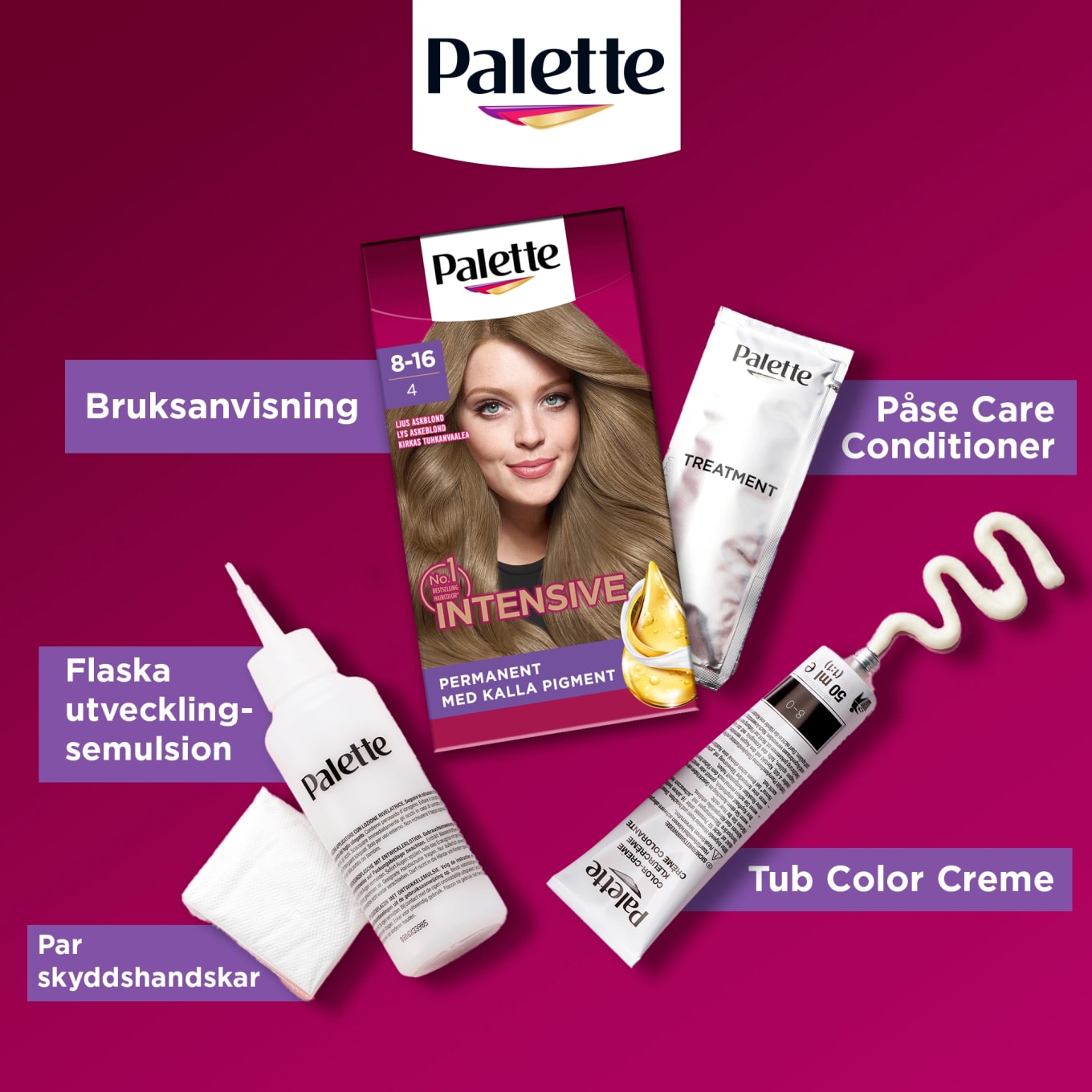 Palette Intensive Creme Coloration 8-16 Ljus Askblond Palette