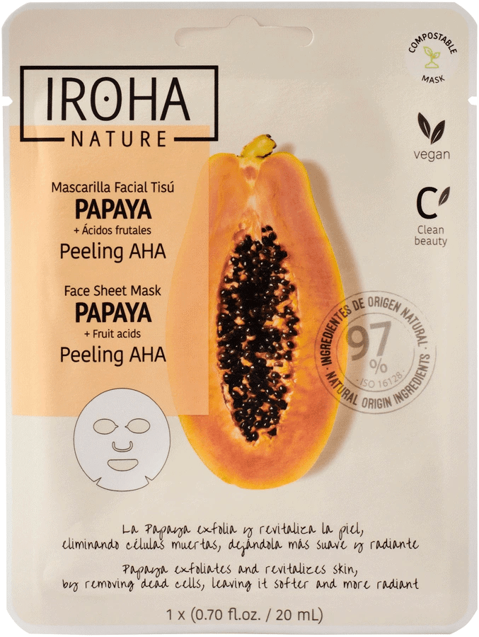 Iroha Nature Peeling AHA Papaya Face Sheet Mask 20 ml Iroha Nature